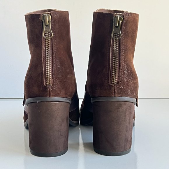 KORKS by KORK-EASE Denoon Burnished Cap Toe Brown Suede Strap Buckle Ankle Boots - Picture 6 of 14